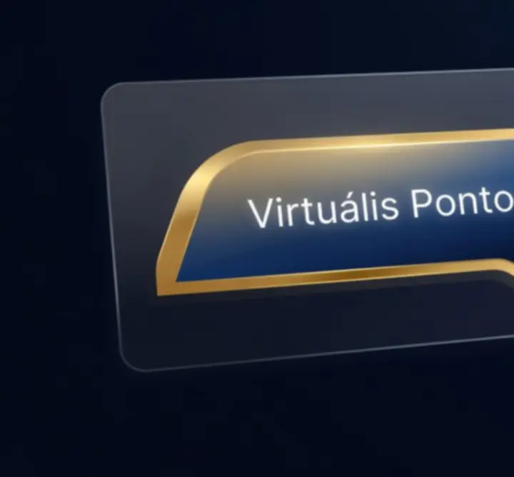 Virtuális pont egyenlegeket mutató sötétkék és arany játékmenü felület